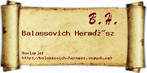 Balassovich Hermész névjegykártya